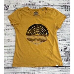 prAna Mustard Gold Sun Rainbow Graphic Tee Size M